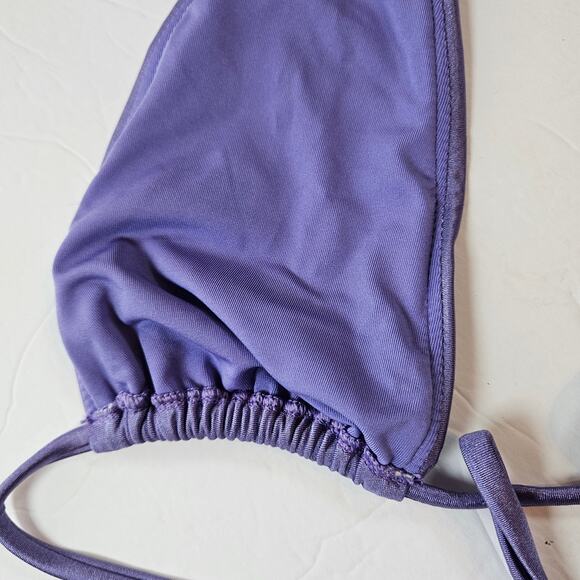 Good American Shine Ruched Halter Top Swim Lilac Mist Women's Medium Beach Pool - Picture 4 of 10